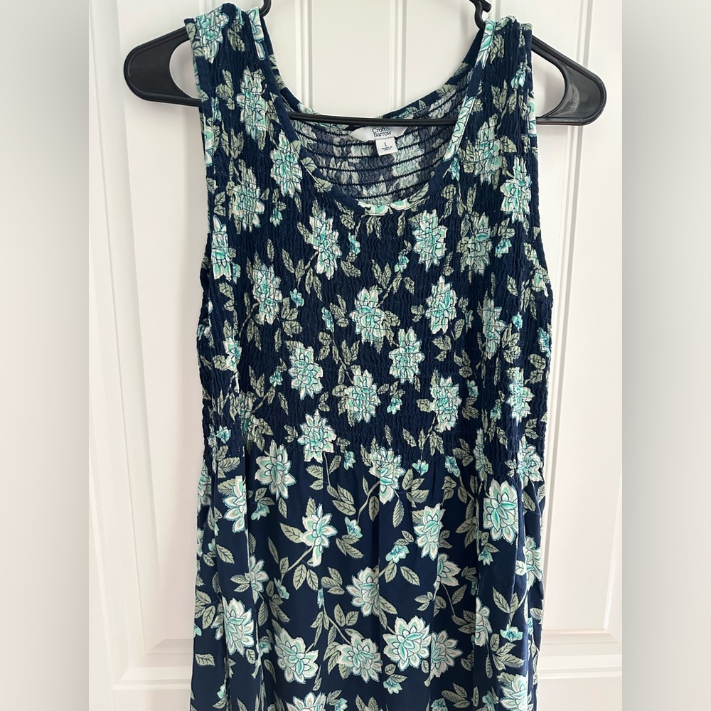 Croft & Barrow smock top large blue dress with POCKETS!!!